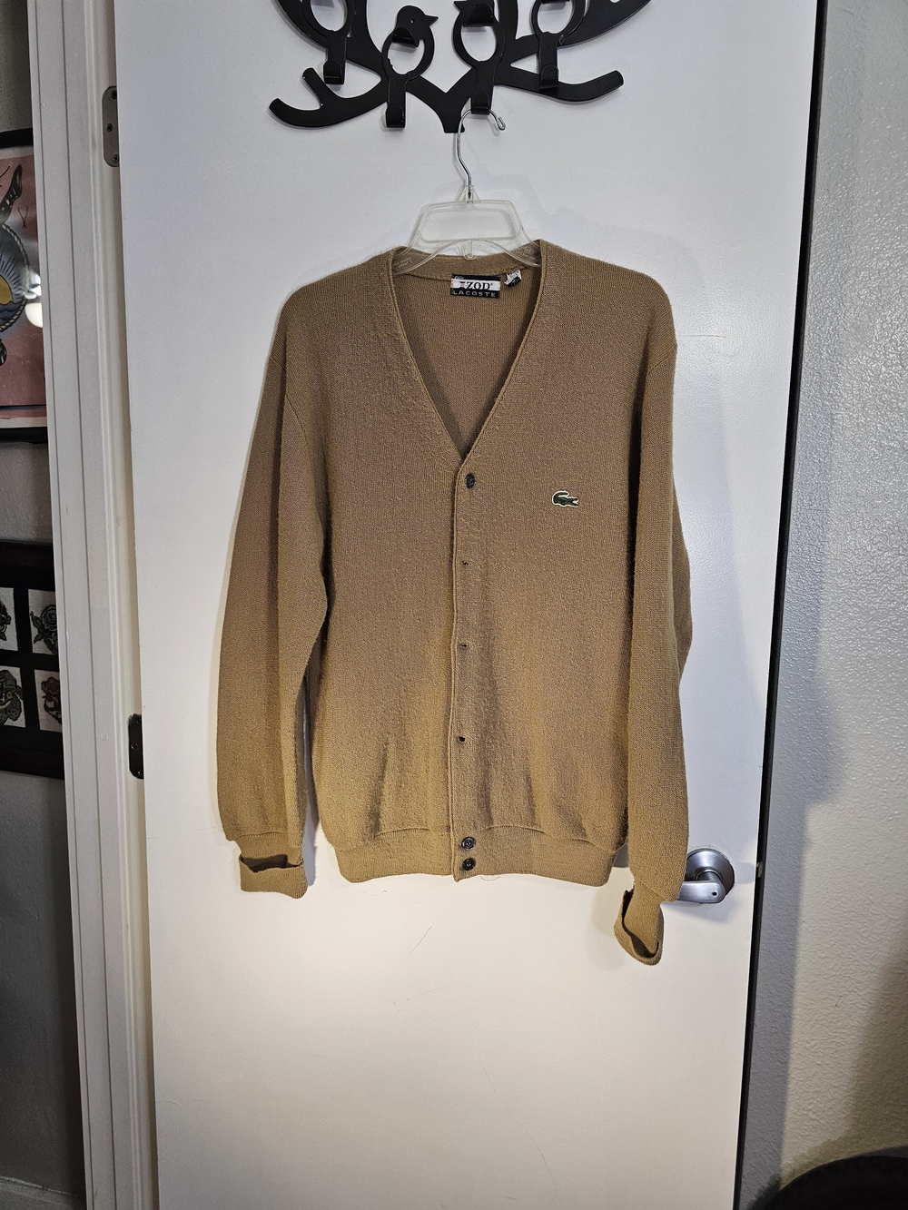 Vintage Izod Lacoste Orlon Acrylic Cardigan Sweater Size L. Authentic 1980s
